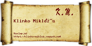 Klinko Miklós névjegykártya